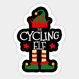 Cycling Elf Matching Family Group Christmas Party Pajamas Sticker